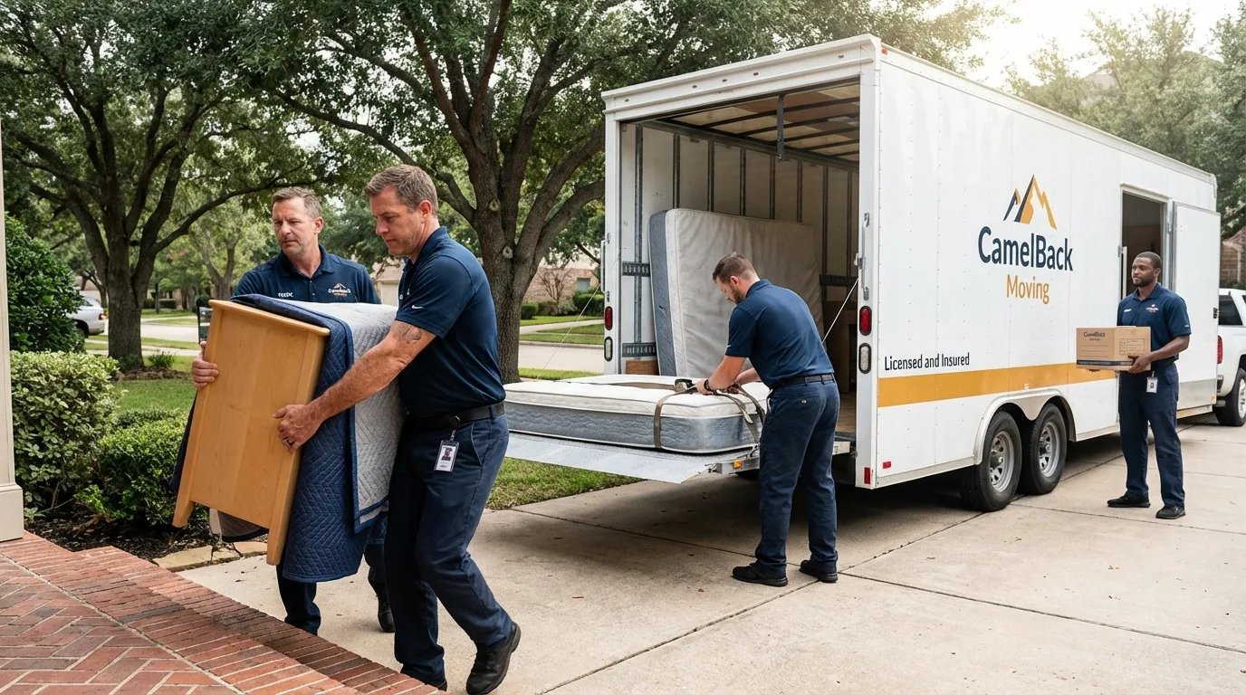 Crew loading residential truck for cross-state move from Kimberly, AL